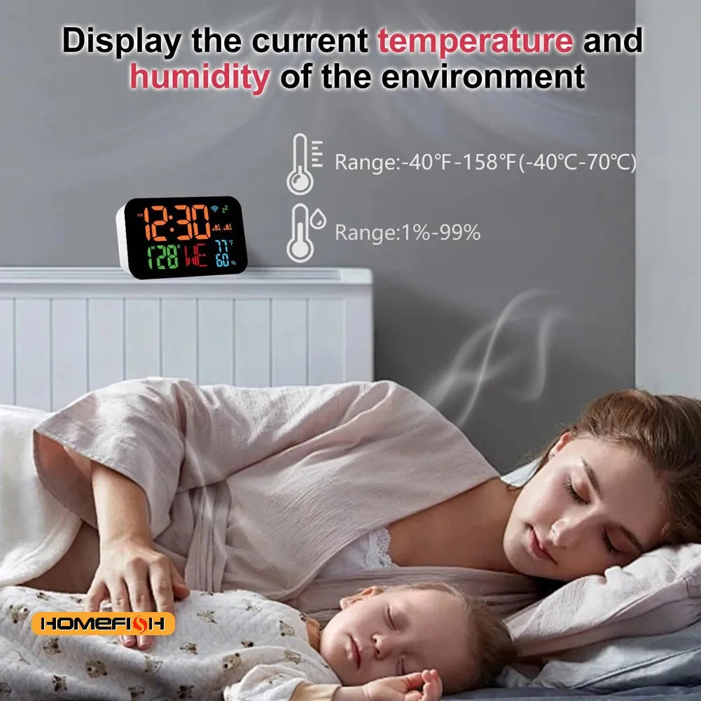 Tuya WiFi Smart Clock – LED Thermometer & Hygrometer Display Smart WiFi Clock Babs