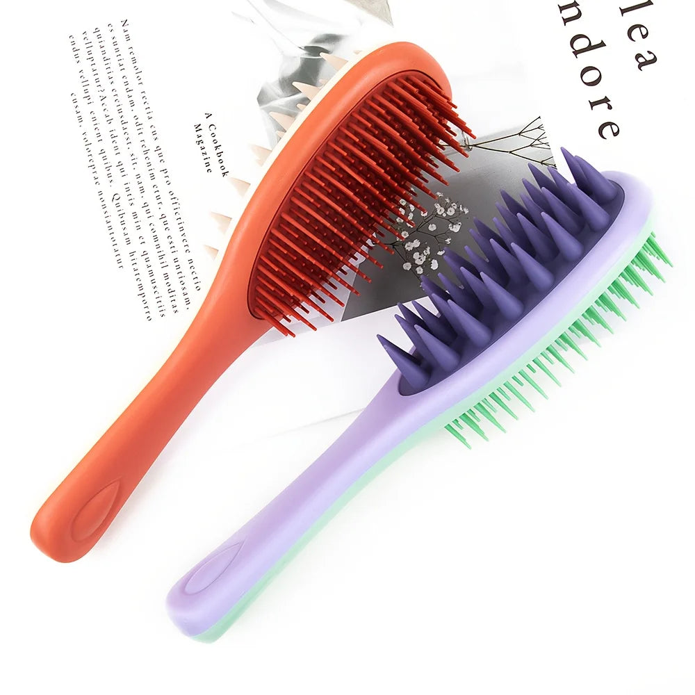 Double-Sided Silicone Scalp Massage Hair Brush | Dry & Wet Scalp Massage Brush Babs