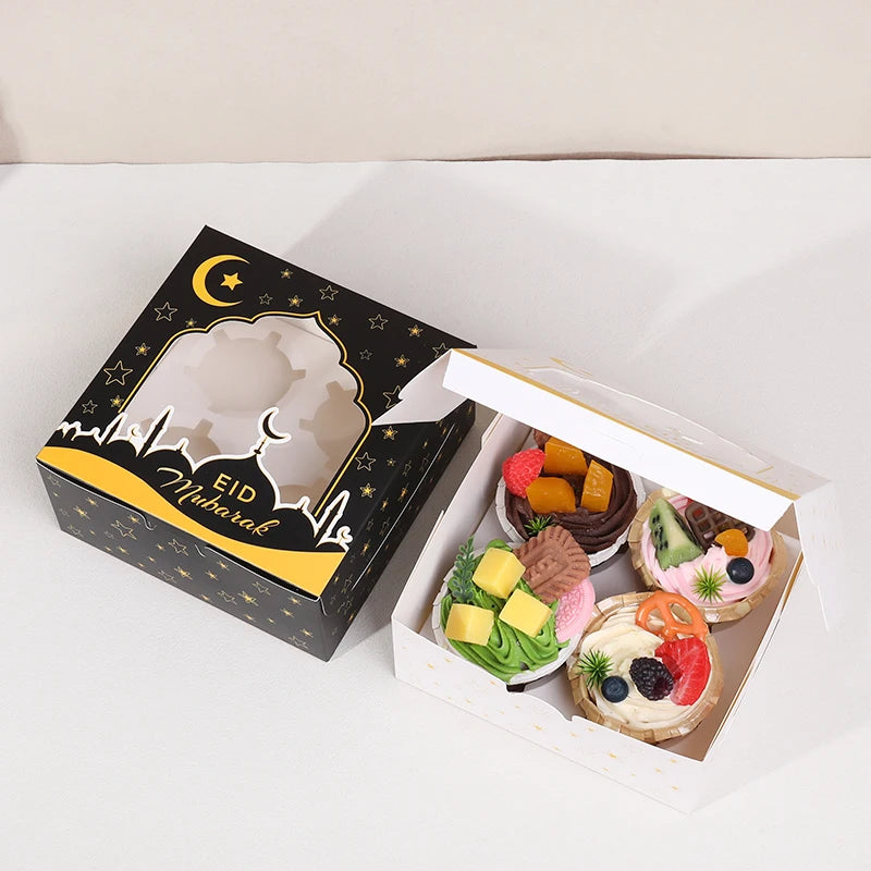 Eid Mubarak Cupcake Gift Boxes – Ramadan Kareem Party Decor Holiday Gift Boxes Babs