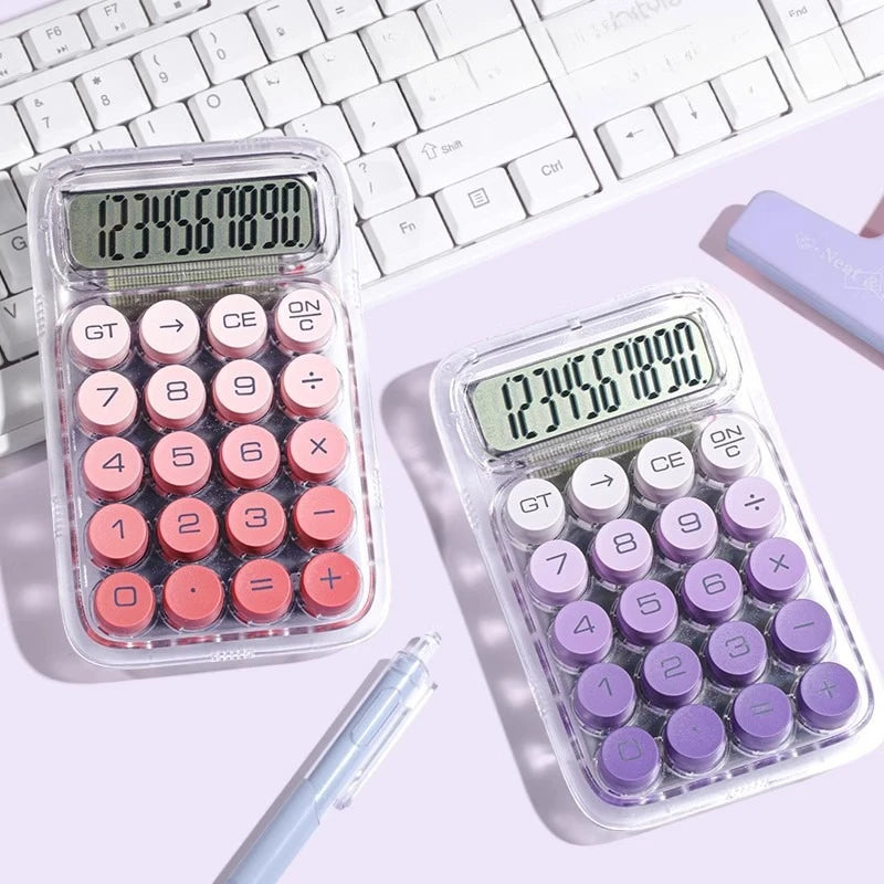 Gradient Transparent Mini Calculator – 10-Digit Portable Portable Calculator Babs