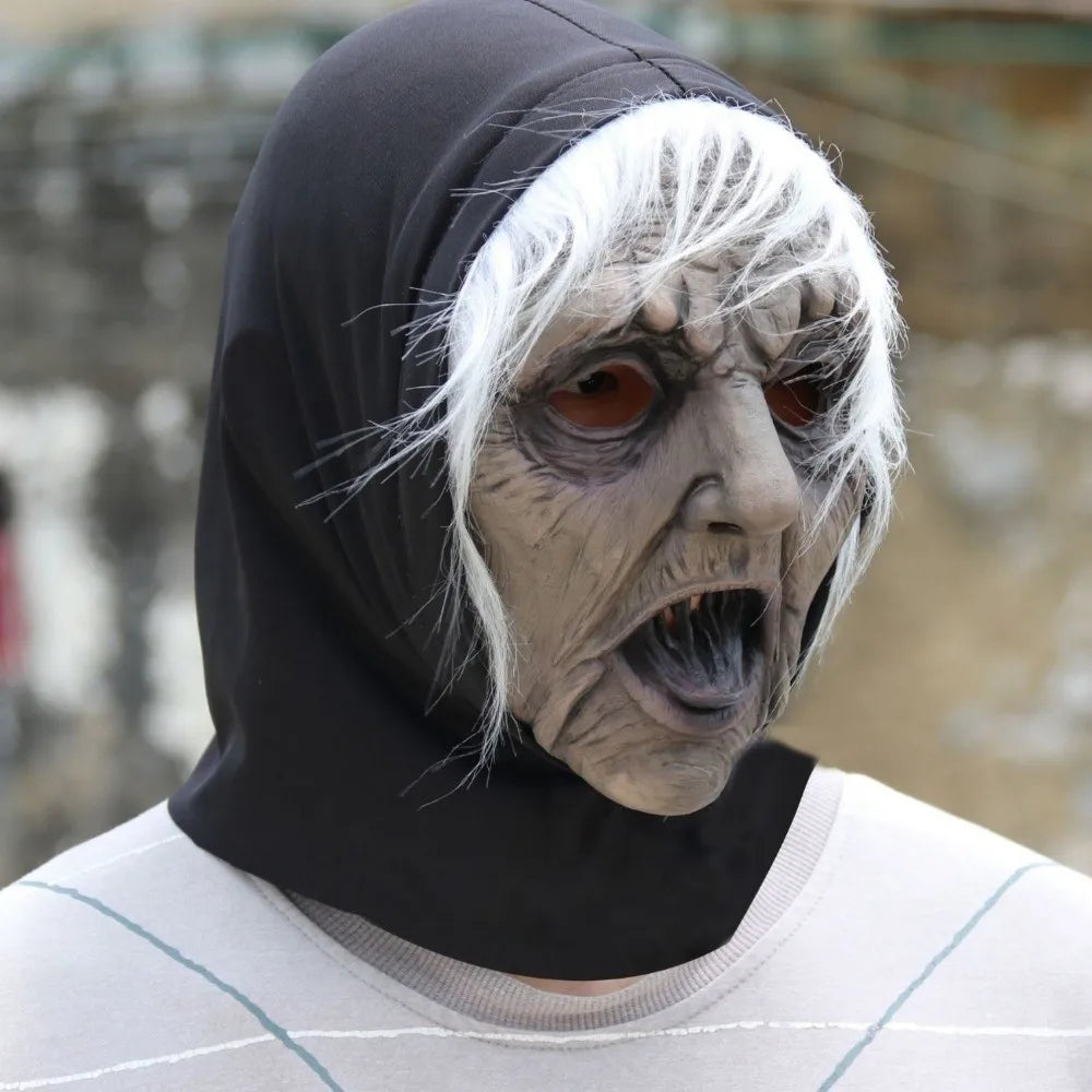 Latex Halloween Witch Mask – Full Face Grimace Cosplay Prop Halloween Costume Mask Babs