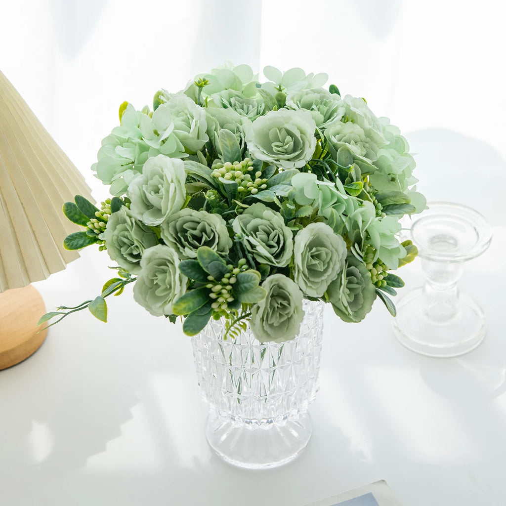 Artificial Silk Rose & Hydrangea Bouquet | Wedding & Home Décor Artificial Flower Bouquet Babs