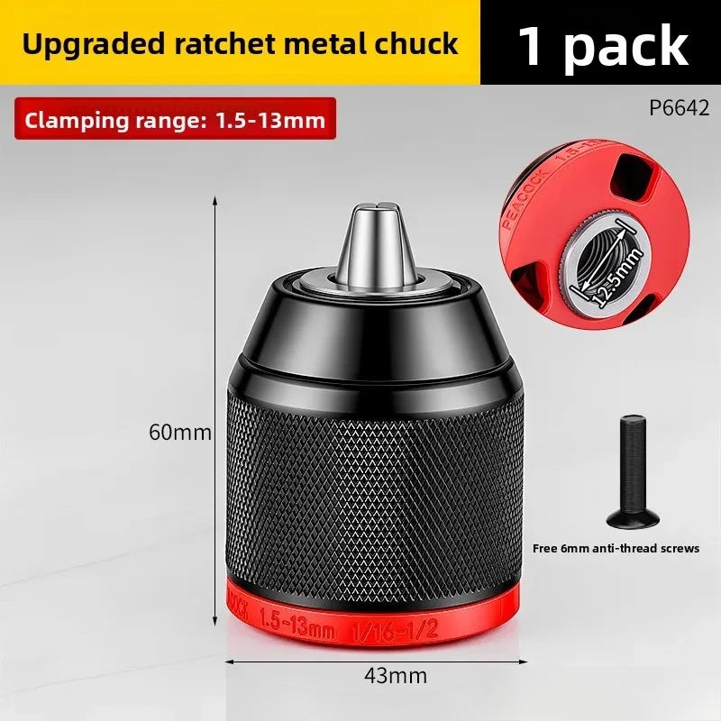 3-Jaw Keyless Drill Chuck 0.8–13mm Self-Tightening Metal Chuck Keyless Drill Chuck Babs 1pc 1.5-13mm Chuck