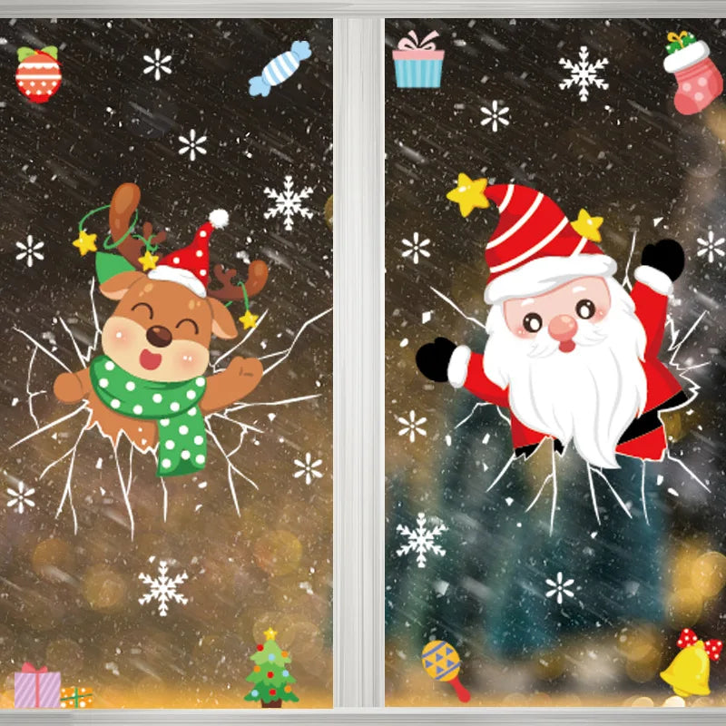 Christmas Window Stickers – Santa & Snowflake DIY Wall Decals