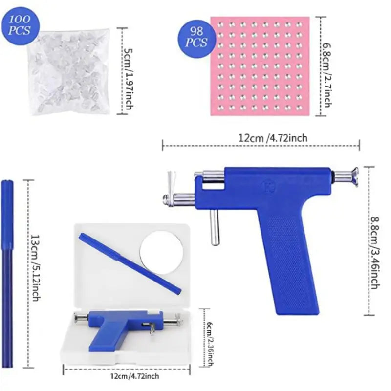 Disposable Sterile Piercing Gun Kit with 98pcs Studs Body Piercing Kit Babs