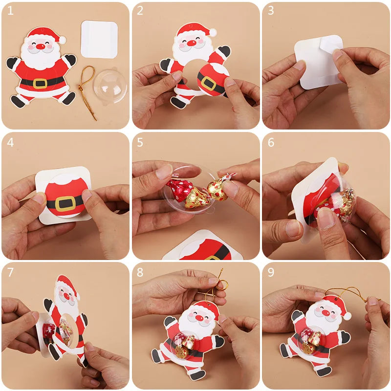 12/24Pcs Christmas Candy Holder Cards & Xmas Tree Pendants Christmas Gift Bags Babs