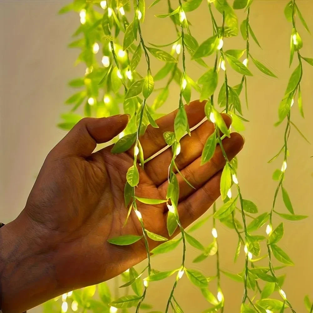 2M Artificial Willow Vine Garland – Green Leaf Room Decor Artificial Vine Garland Babs 2M