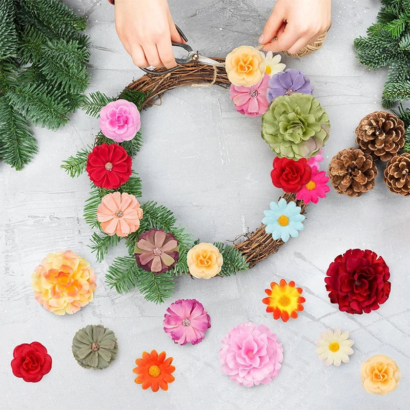 25Pcs Silk Artificial Rose Daisy Mix – DIY Crafts & Wedding Decor Artificial Silk Flowers Babs