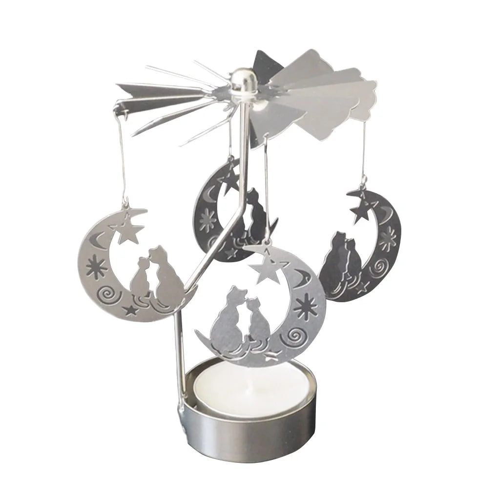 Rotating Carousel Tea Light Candle Holder – Gold & Silver Candle Holder Babs A10