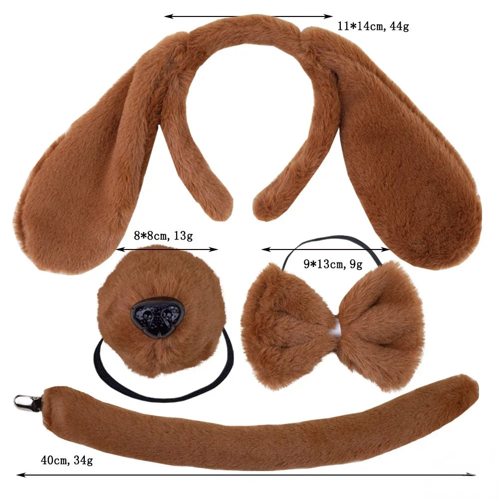 Spotted Dog Anime Cosplay Costume Set – Ears, Tail, Skirt & Nose Cosplay Costume Set Babs set 9 suit kids and adult