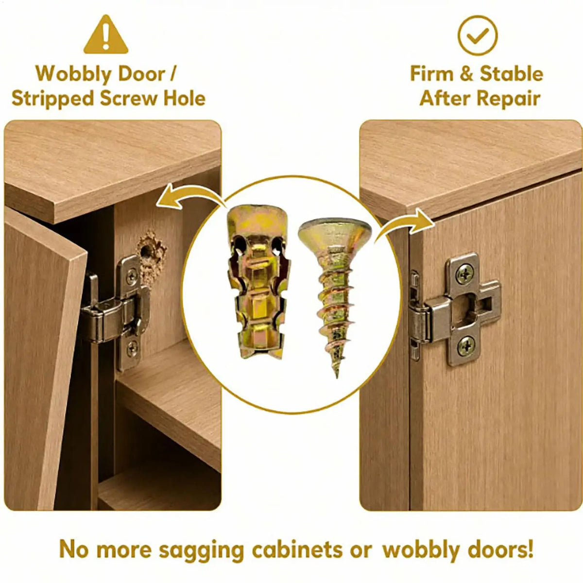 Door Hinge Expansion Screws – 50-Set Stripped Thread Repair Kit Thread Repair Screws Babs