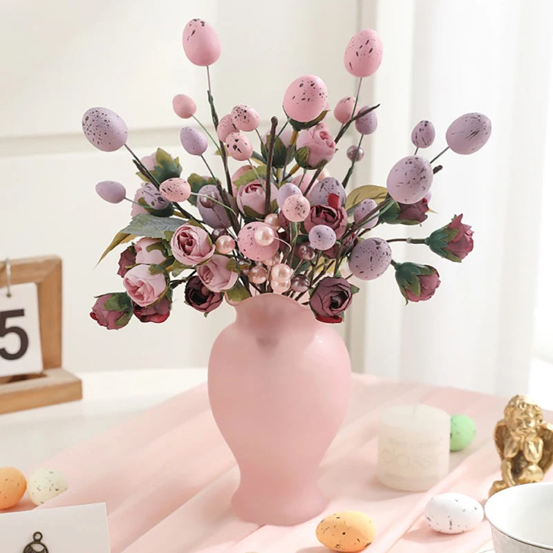 Artificial Eucalyptus Stem Easter Egg Bouquet – Silk Fake Flower Artificial Floral Stem Babs