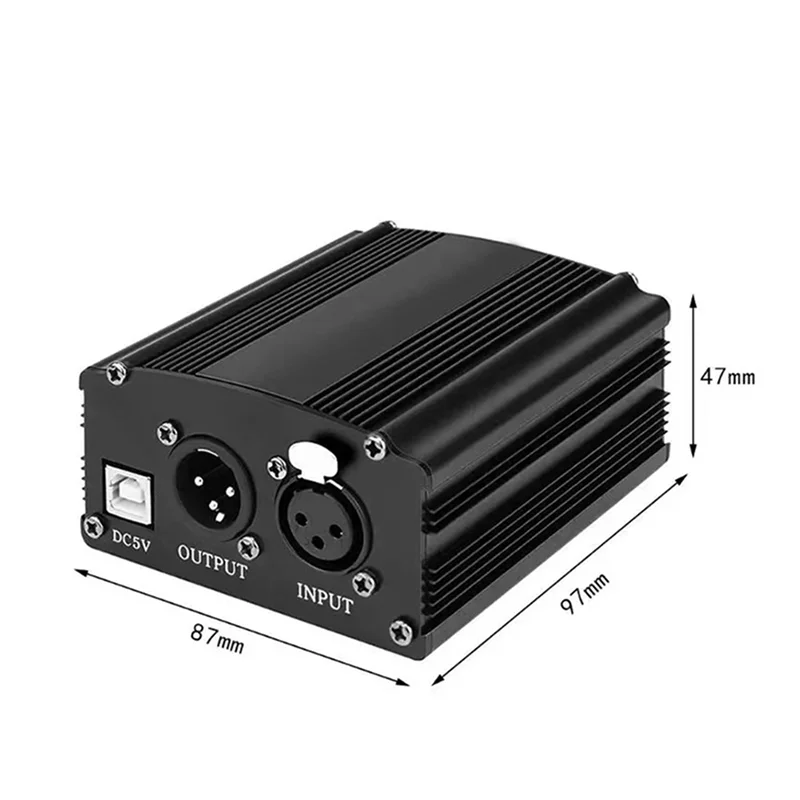 48V Phantom Power Supply & XLR Cable for Condenser Microphone Phantom Power Supply Babs