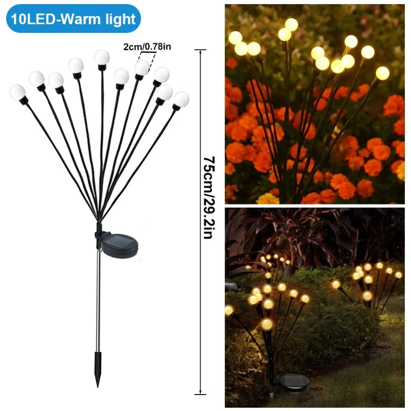 Solar Firefly Garden Lights – Swaying Starburst LED, Waterproof Solar Garden Light Babs Warm White