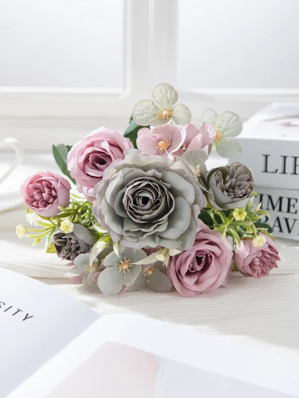 Silk Rose Artificial Flower Bouquet – Wedding & Home Decor Artificial Silk Flower Babs color 6 1 pc