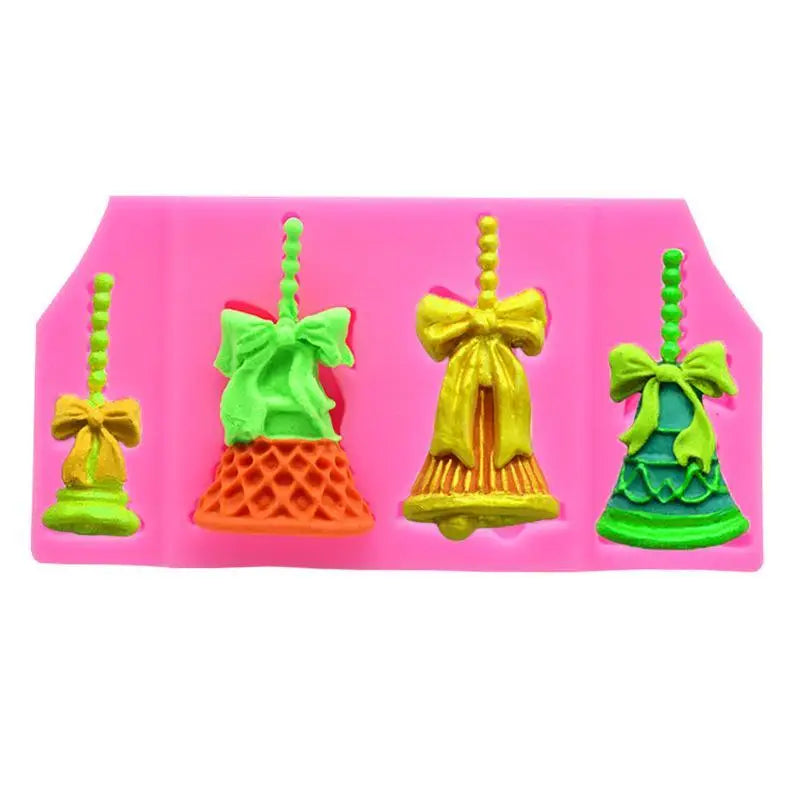 Christmas Bells Bow Silicone Mold – Resin Fondant Gumpaste Silicone Craft Mold Babs