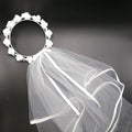 White Rose Flower Veil Headband – Bridal Shower Wreath Bridal Flower Headband Babs Deep Sapphire