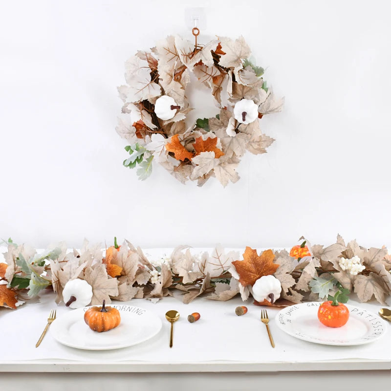 Artificial Maple Leaf Pumpkin Garland – Fall Autumn Decor Artificial Fall Garland Babs