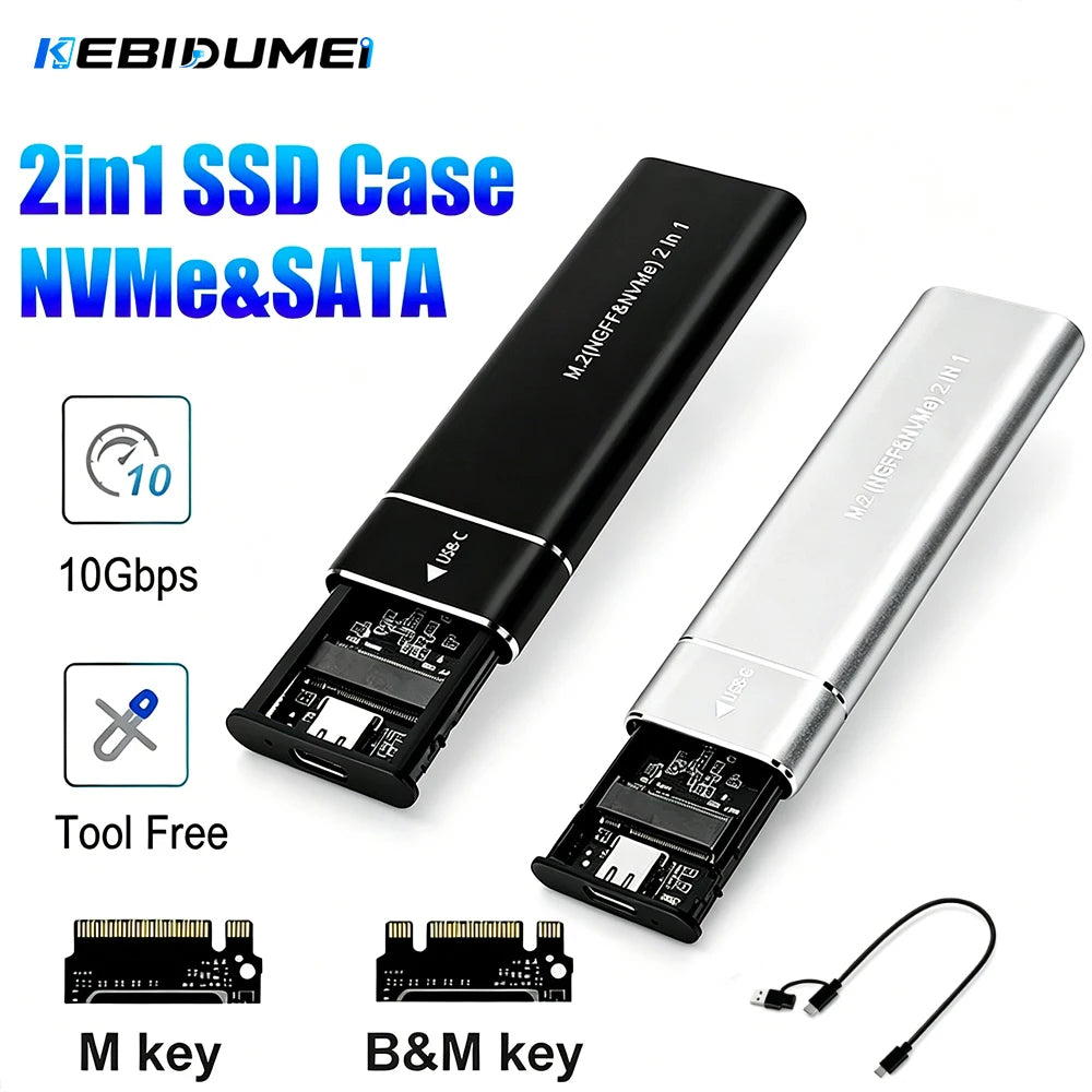 M.2 NVMe SATA SSD Enclosure 10Gbps USB-C Dual Protocol SSD Enclosure Babs