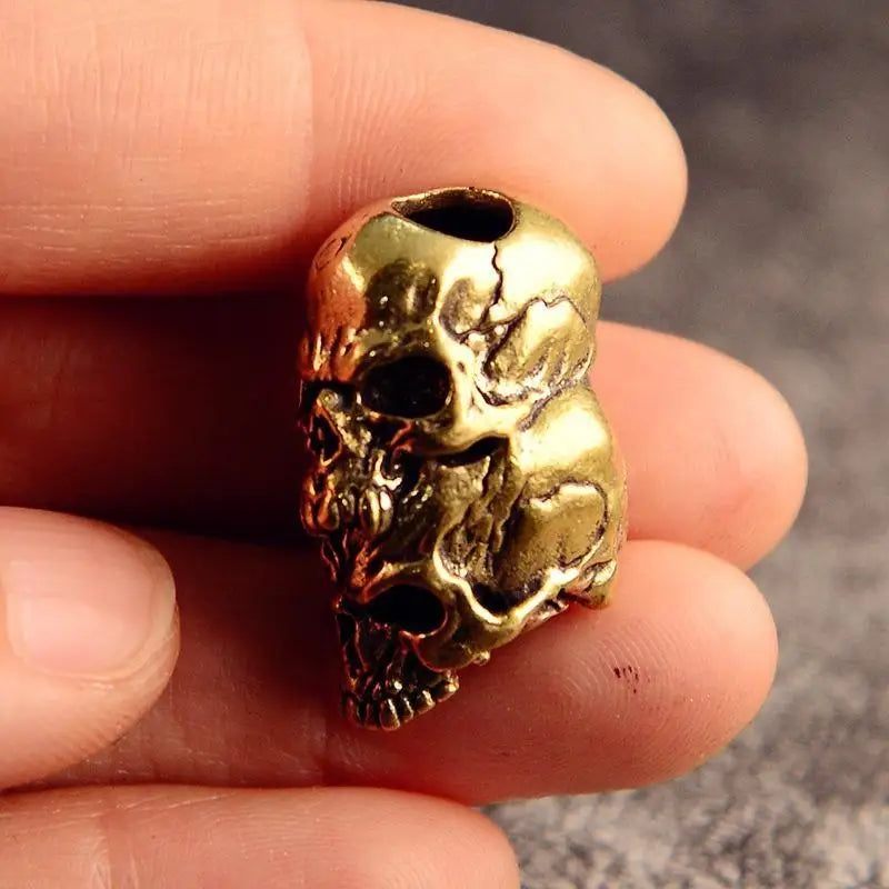 Brass Double Layer Skull Knife Bead EDC Paracord Lanyard Pendant Brass Lanyard Pendant Babs
