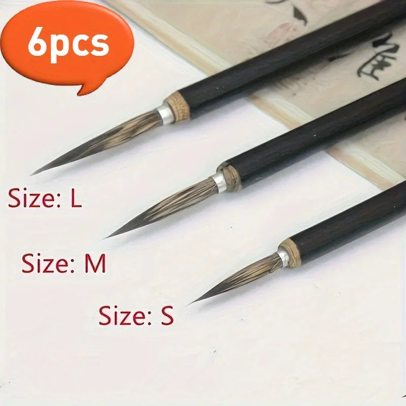 6 Pcs Fine Line Hook Painting Brushes – Golden Style Detail Set Fine Line Paint Brush Babs 6pcs