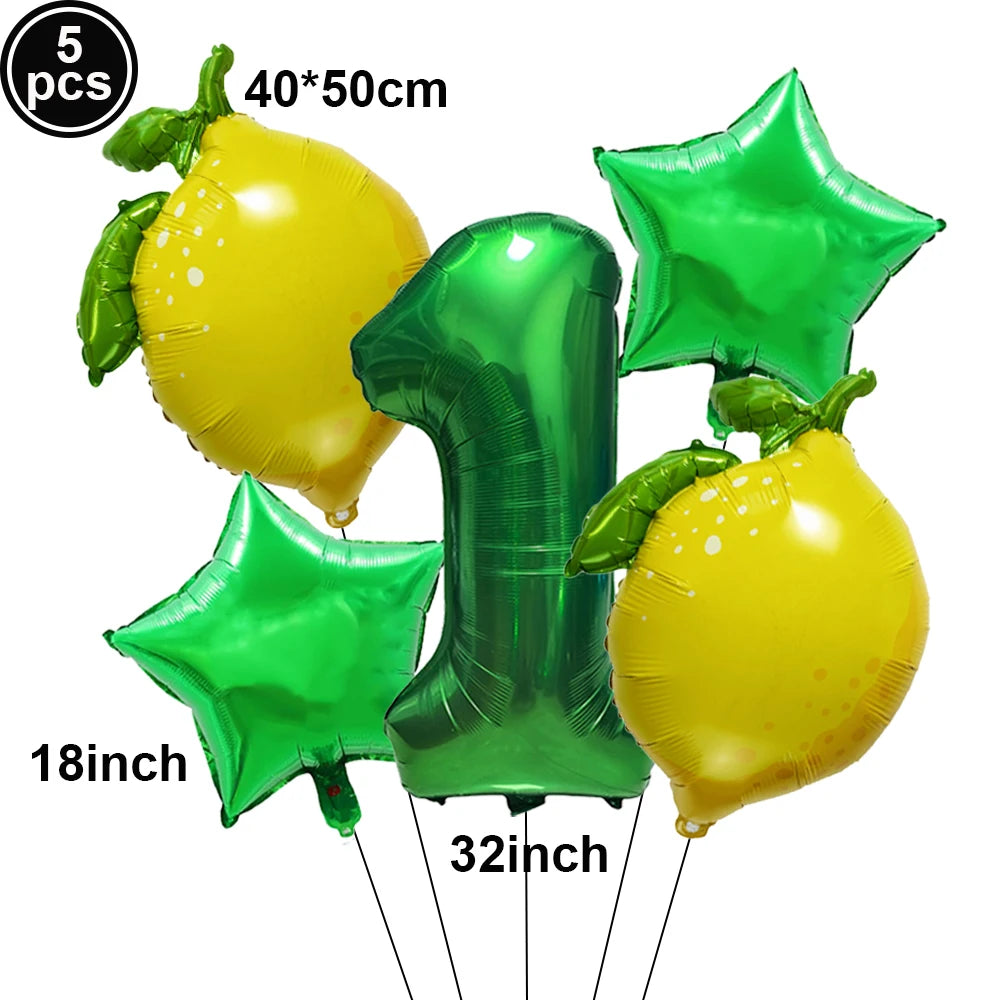 Lemon Foil Balloon Set with 32" Number Balloons – Party Decor