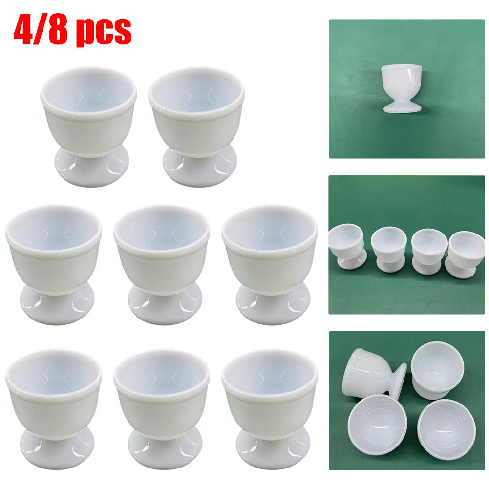 White Plastic Egg Cup Holders – Hard & Soft Boiled Eggs Set Egg Cup Holder Babs