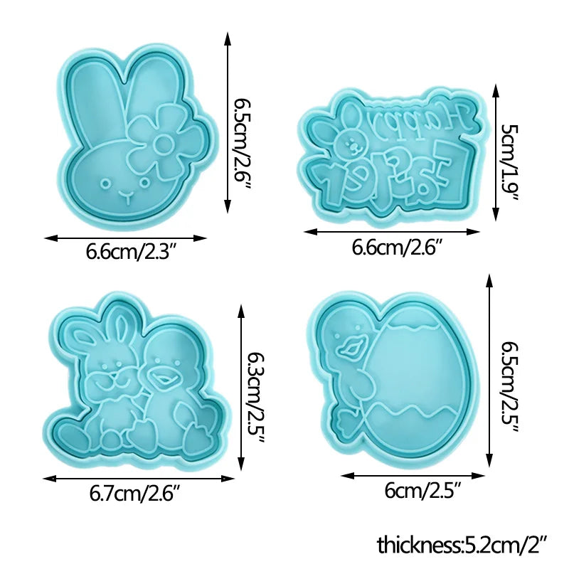 Easter Cookie Cutter Set – Egg, Rabbit & Chick Molds (4/8pcs) Cookie Cutter Set Babs 4pcs bag-c