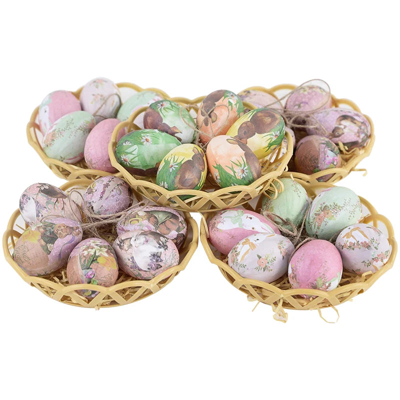 6-Piece Easter Foam Egg & Rabbit Hanging Ornaments Set Easter Hanging Ornaments Babs