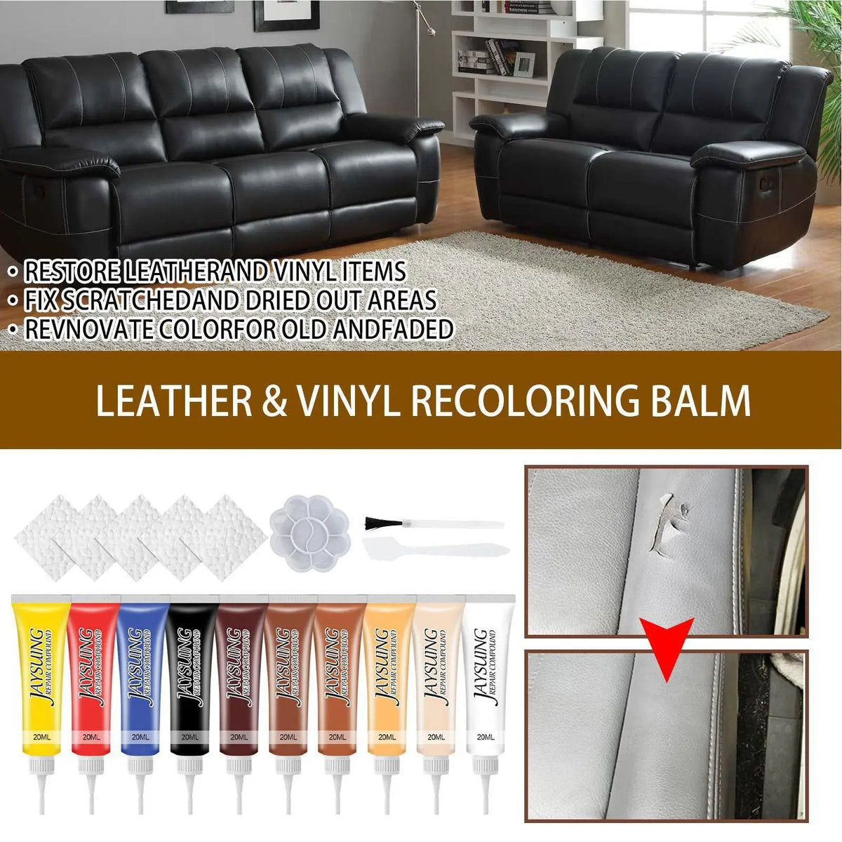 20ml Leather Repair Gel – Car Seat, Sofa & Furniture Restore Leather Repair Gel Babs