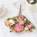 Artificial Silk Rose & Hydrangea Bouquet for Wedding Decor Artificial Flower Bouquet Babs Pink 2 pcs