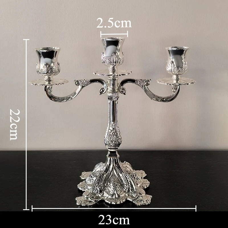 Vintage Metal Candlestick Holder – Elegant Silver Table Decor Decorative Candlestick Babs 3 Heads