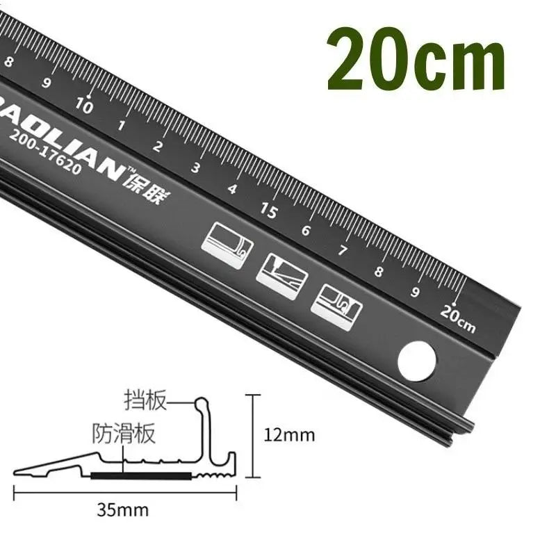 Non-Slip Aluminium Alloy Safety Cutting Ruler 20/30/45cm Metal Cutting Ruler Babs A2