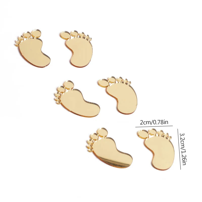 Gold Baby Footprint Cake Toppers – 6 or 12 Pcs Party Decor Cake Topper Babs Gold 12Pcs