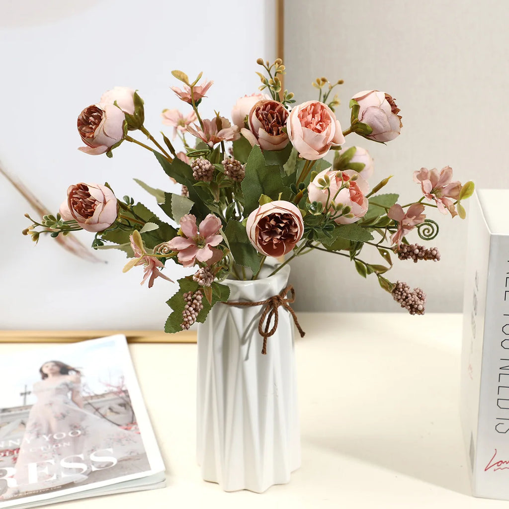 Silk Artificial Rose Peony Bouquet – Wedding & Home Décor Artificial Flower Bouquet Babs