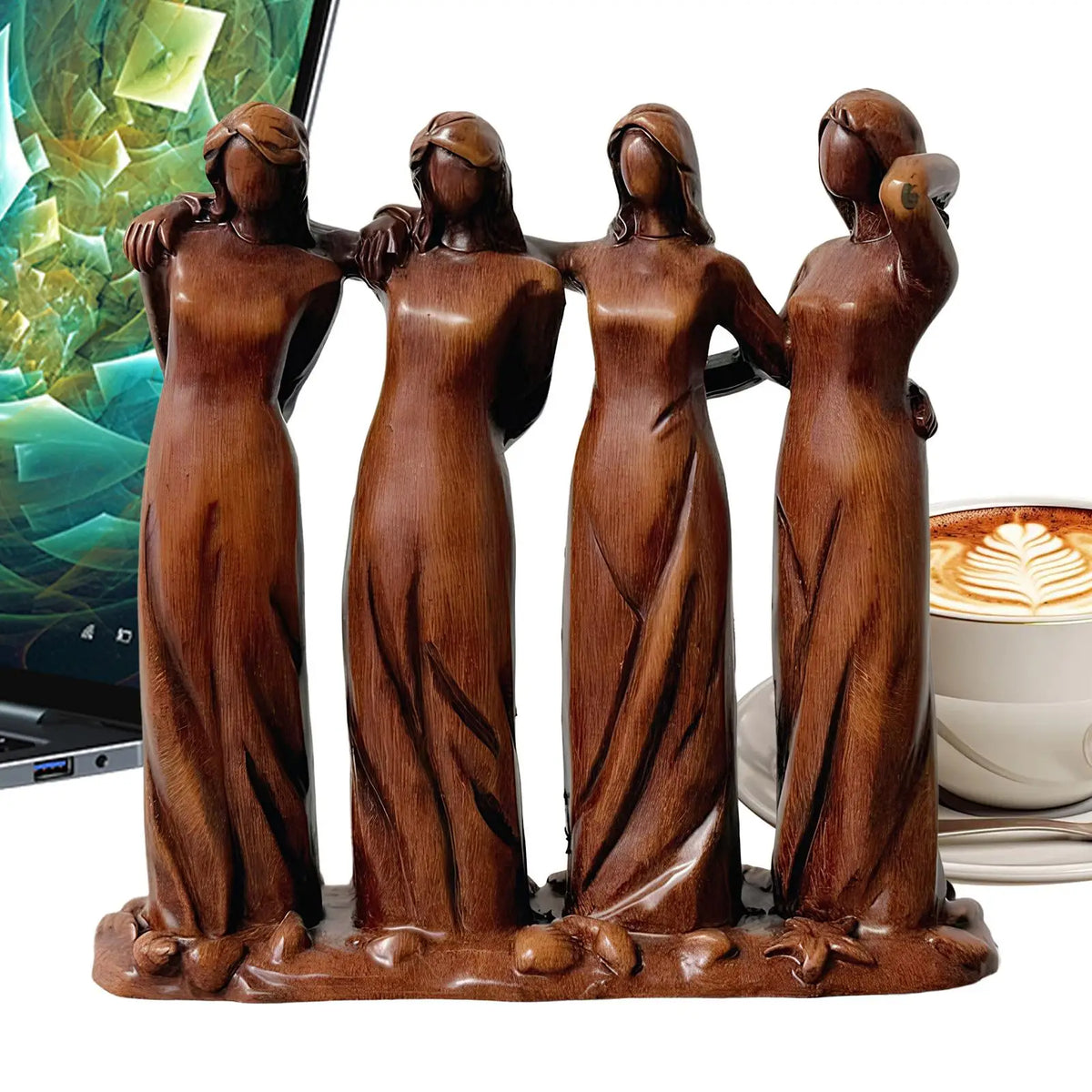 Resin Four Sisters Sculpture – Friendship Figurine Decor Gift Decorative Figurine Babs