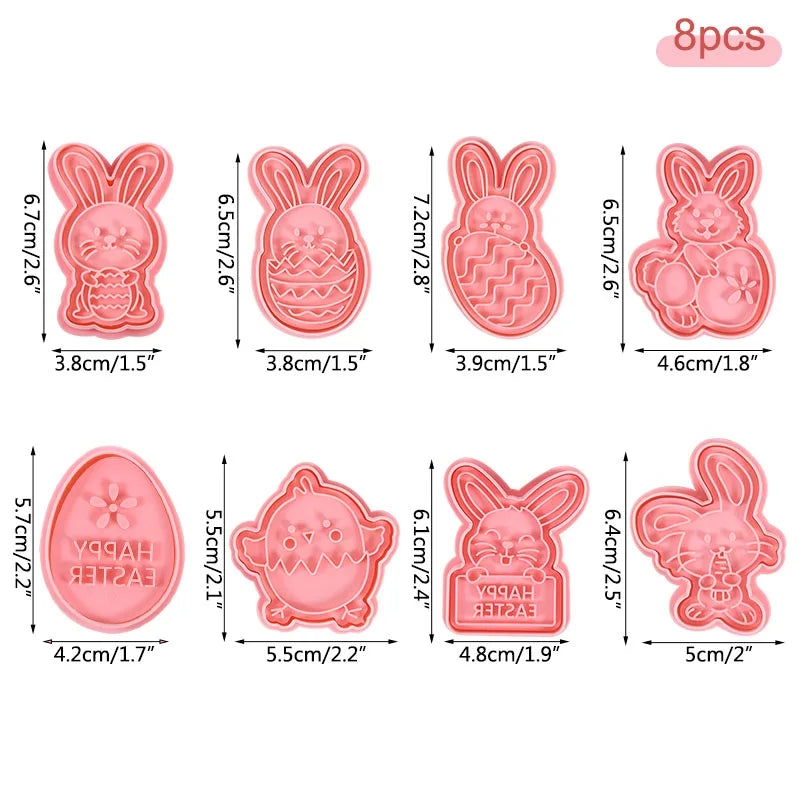 Easter Cookie Cutter Set – Egg, Rabbit & Chick Molds (4/8pcs) Cookie Cutter Set Babs 8pcs box-a