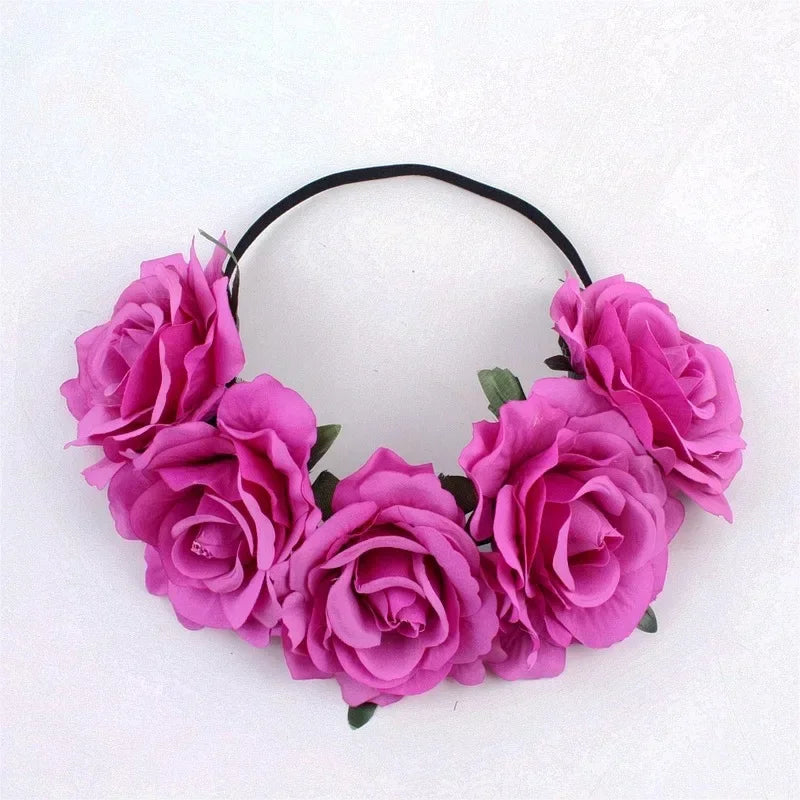 10-Pack Rose Flower Headband Wreath – Wedding & Party Set Floral Wreath Headband Babs 14