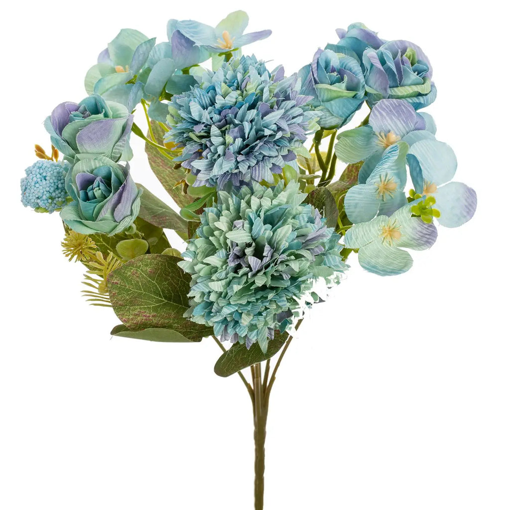 Artificial Rose Chrysanthemum Ball Bouquet – Wedding & Home Decor Artificial Flower Bouquet Babs Blue 1PC