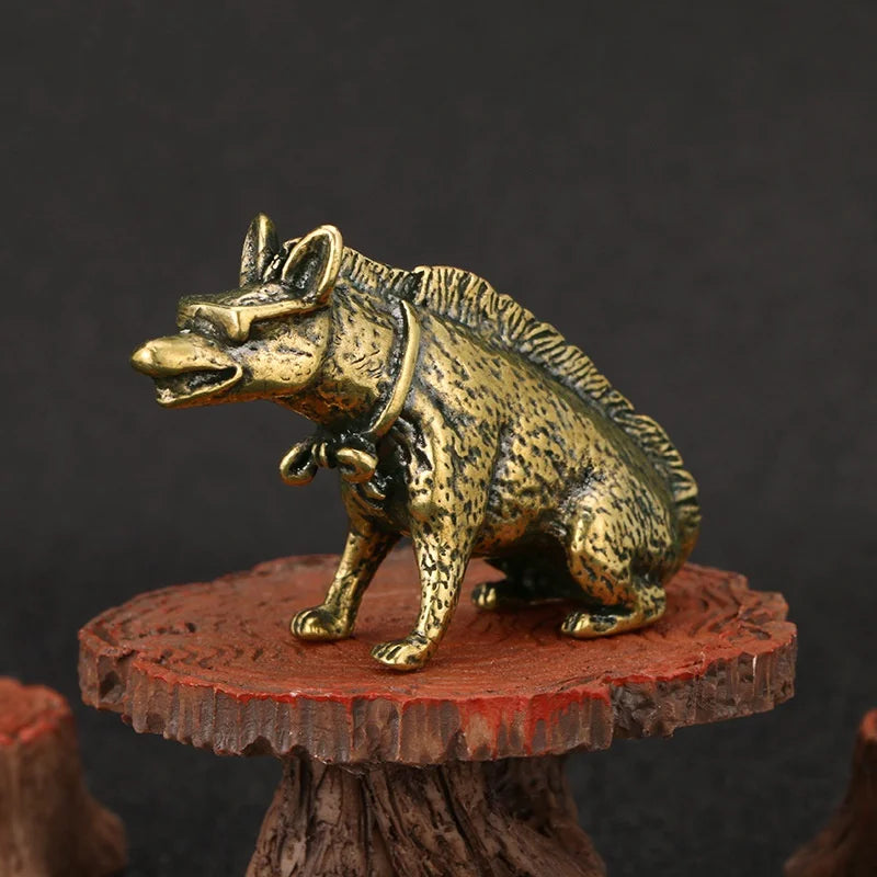 Brass Hyena Figurine – Vintage Desktop Miniature Statue Brass Figurine Babs 1PCS
