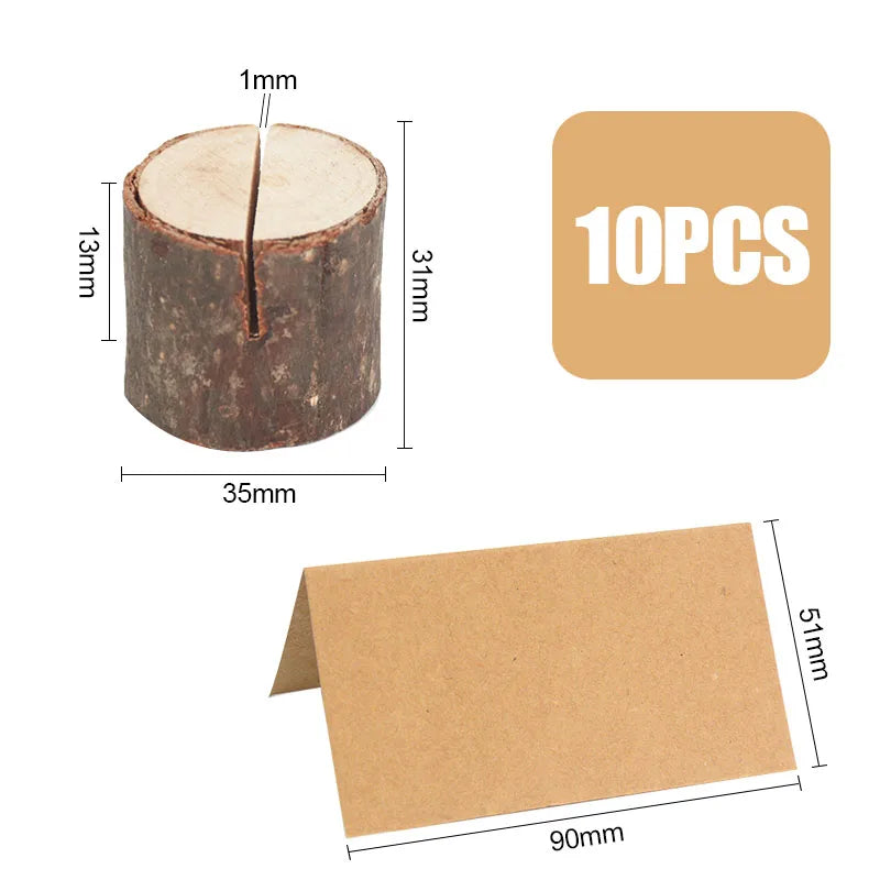 10pcs Wood Place Card Holders – Rustic Wedding & Party Table Decor Place Card Holders Babs