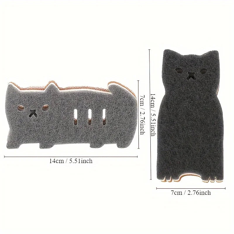 4-Piece Cute Cat Kitchen Sponge Set – Durable Dish Scrubber Kitchen Cleaning Sponge Babs