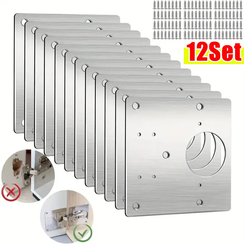 Stainless Steel Cabinet Door Hinge Repair Plate Kit & Screws Hinge Repair Kit Babs 12sets