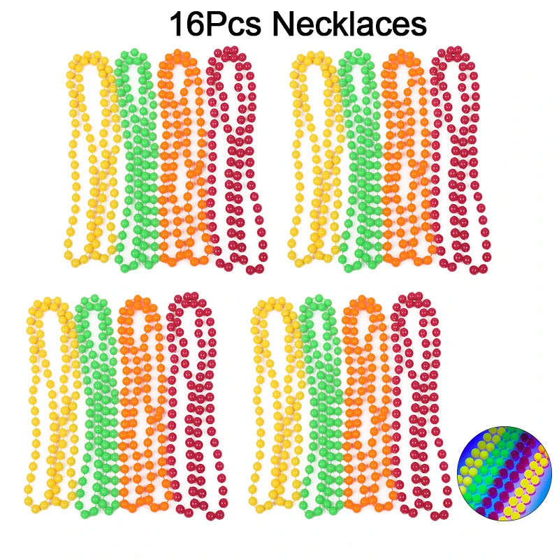 UV Neon Glow Necklaces & Bracelets Party Favors (4–32 Pcs) Glow Party Favors Babs 16Pcs Necklaces