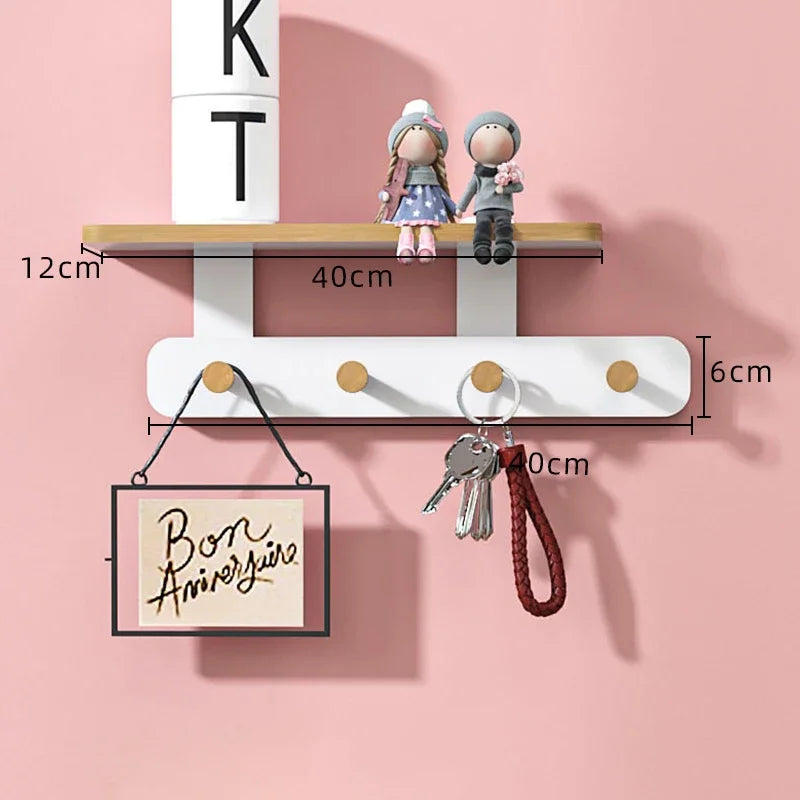 Wall Mounted Wood Coat Rack 8 Hooks – Modern Pine Organizer Wall Mounted Coat Rack Babs White-4 Hooks
