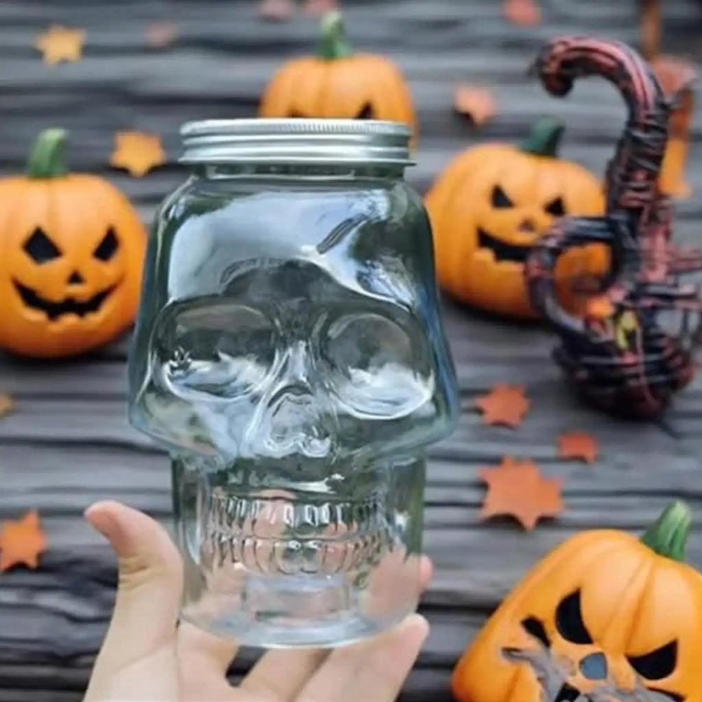 Skull Shaped Jar with Lid – Spooky Storage & Party Decor Decorative Storage Jar Babs