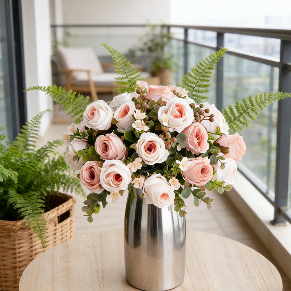 Silk Rose Artificial Flower Bouquet – Wedding & Home Decor Artificial Flower Bouquet Babs