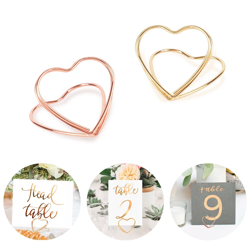 Metal Heart Place Card Holders – Wedding & Party Décor (10/20pk) Place Card Holders Babs