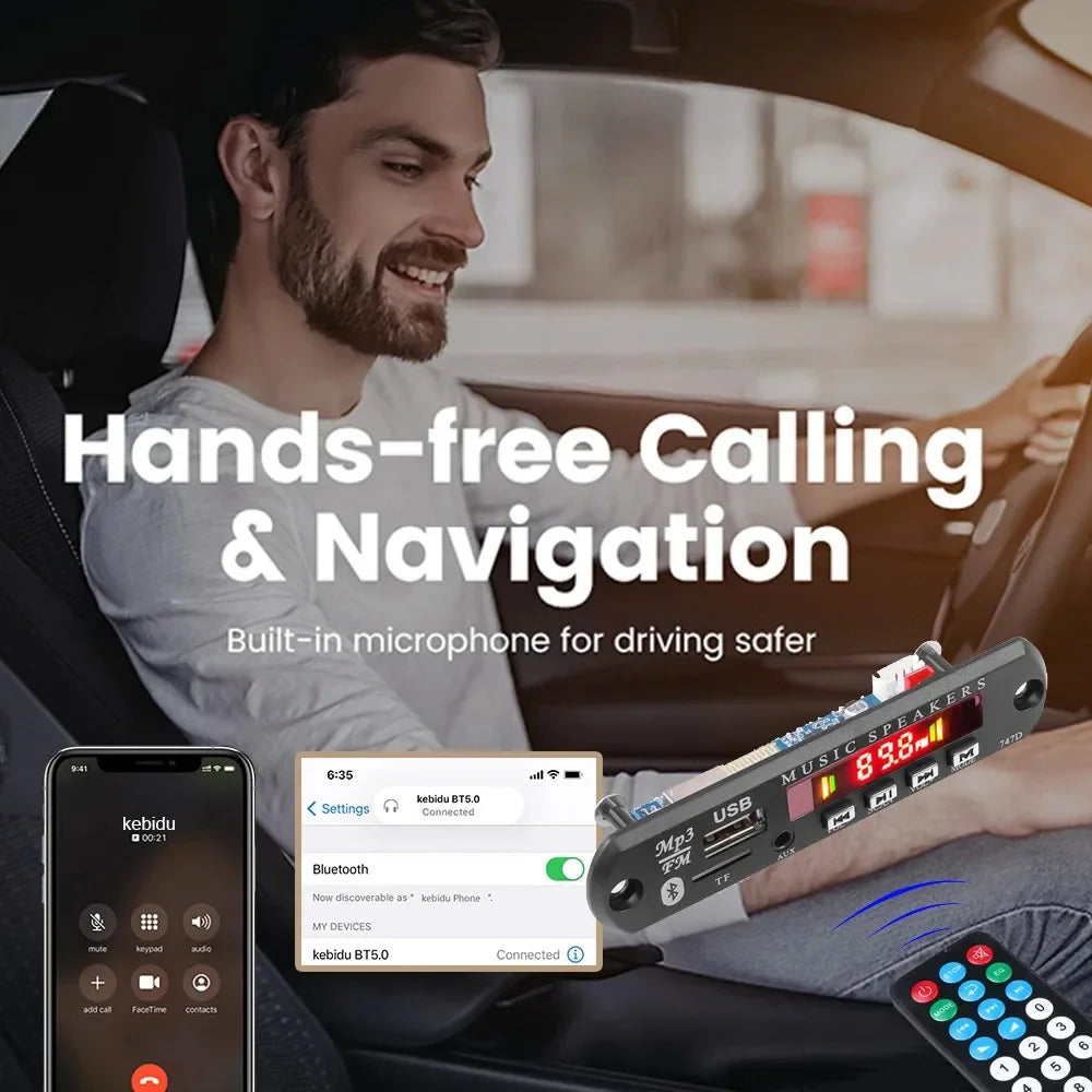 KEBIDUMEI 2×20W Bluetooth 5.0 MP3 Decoder Board USB TF FM Radio MP3 Decoder Board Babs