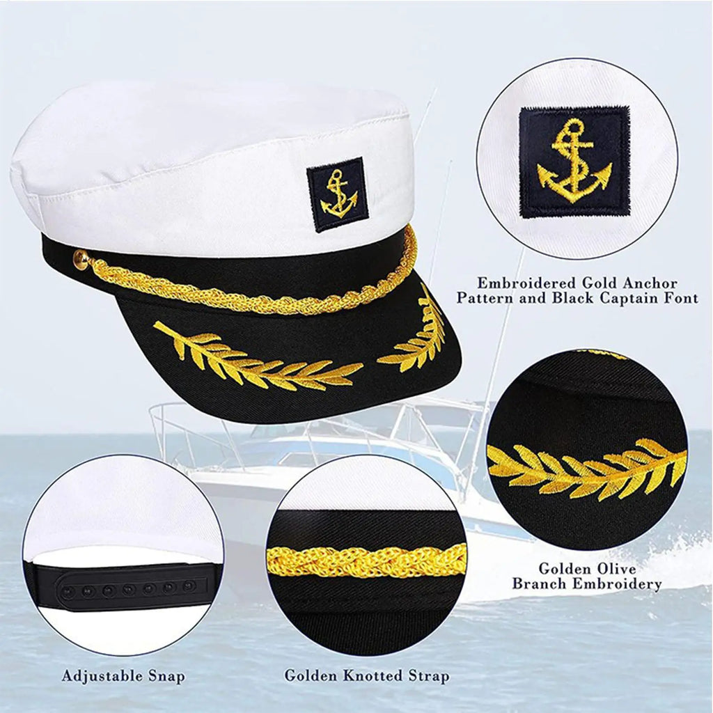 Sailor Captain Hat – Adjustable Yacht Cap Adults & Kids Costume Captain Hat Babs